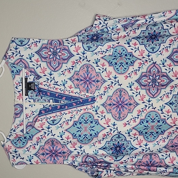 Jessica Howard White Blue Cotton Shift Dress, Size 18 W - Picture 3 of 7